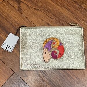 Diane Von Furstenberg Metallic Clutch with Vibrant Ram Design